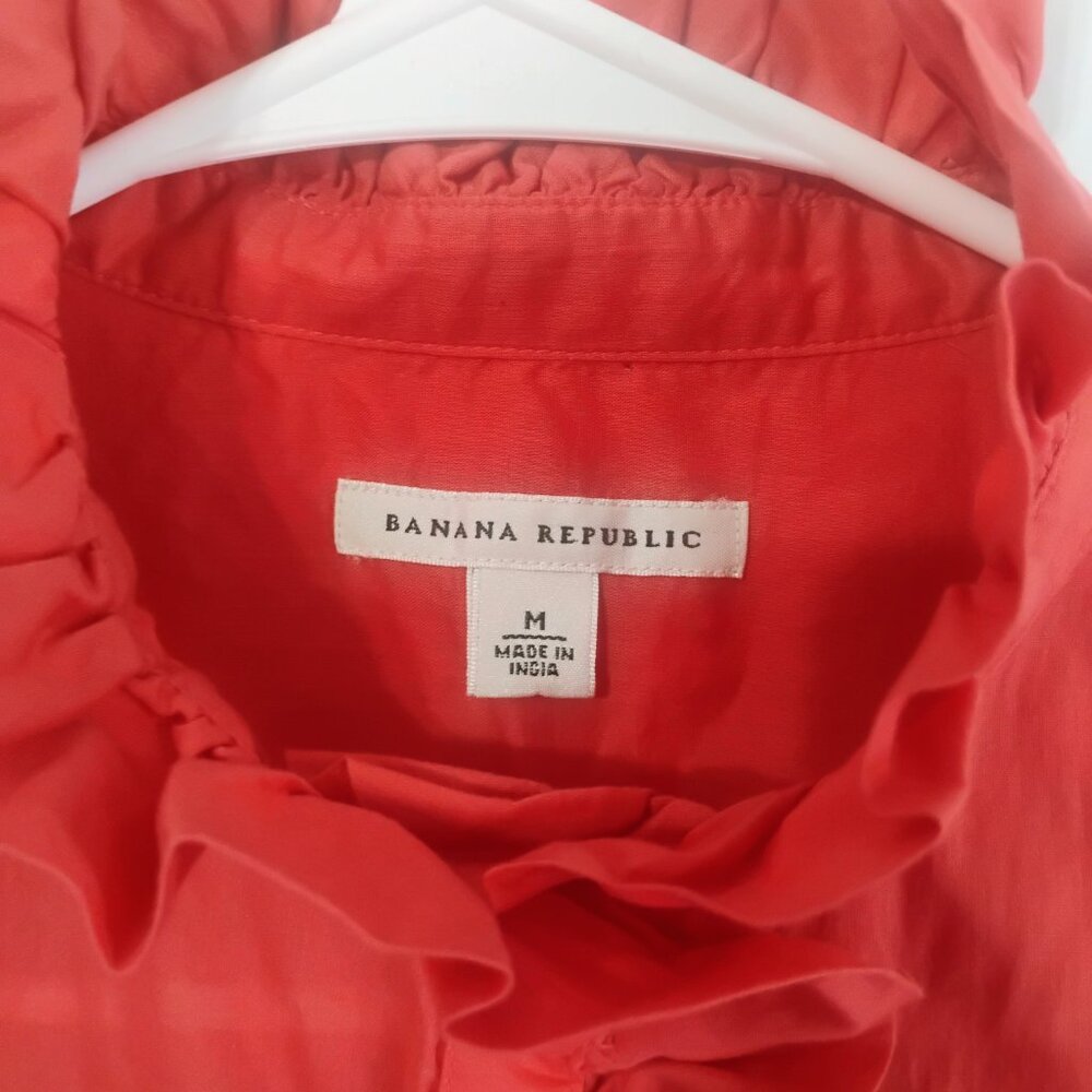 Banana Republic Coral Ruffle Button Down Blouse M - Picture 4 of 7